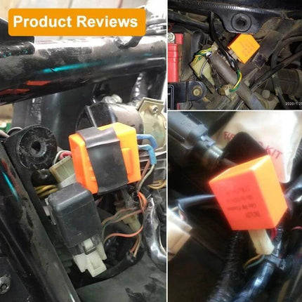 Motorcycle LED Turn Signal Relay Universal Fit For All Bikes compact orange adjustable 12V flasher module installed under seat