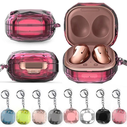 Convenient Case for Protecting Samsung Earbuds in Daily Use - transparent pink crystal protective case with keychain for Galaxy earbuds