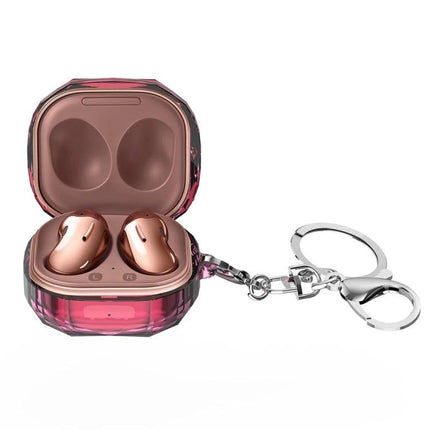 Convenient Case for Protecting Samsung Earbuds in Daily Use - pink crystal keychain protective case with earbuds inside