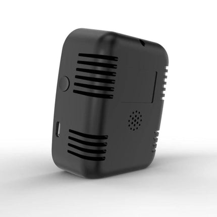 Indoor Air Quality Monitor with Temperature and Humidity Detection black compact sensor for CO2 HCHO TVOC temperature and humidity monitoring