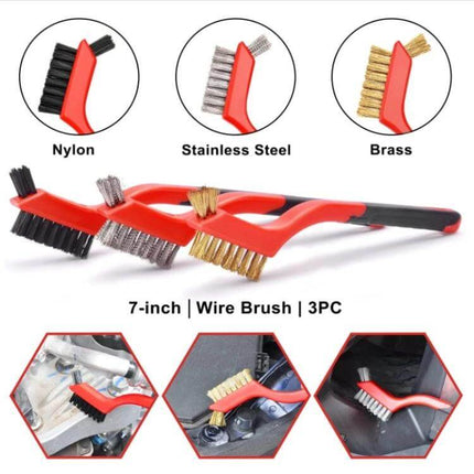 Waterproof Car Wash Cleaning Brush Set, 18 Pieces for Vehicles - 3pc 7-inch nylon stainless steel brass wire brushes for tires vents interior exterior