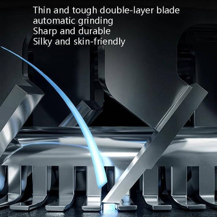 Nose Hair Trimmer For Unisex Use, USB Rechargeable Mini Clipper showing stainless steel double-layer blades capturing hair with skin-friendly design