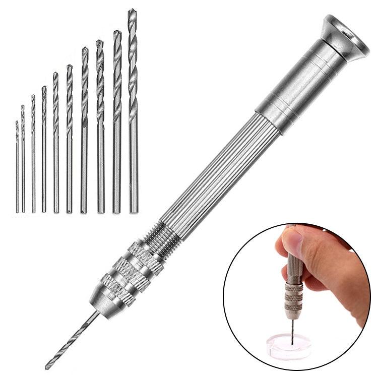 Versatile Aluminum Alloy Handheld Twist Drill and Punch Tool 2 Sets Steel Pick + 10 Drills