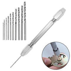 Versatile Aluminum Alloy Handheld Twist Drill and Punch Tool 2 Sets Double-ended Steel Pick + 10 Drills