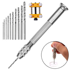 Versatile Aluminum Alloy Handheld Twist Drill and Punch Tool Steel Pick + Holder + 10 Drills