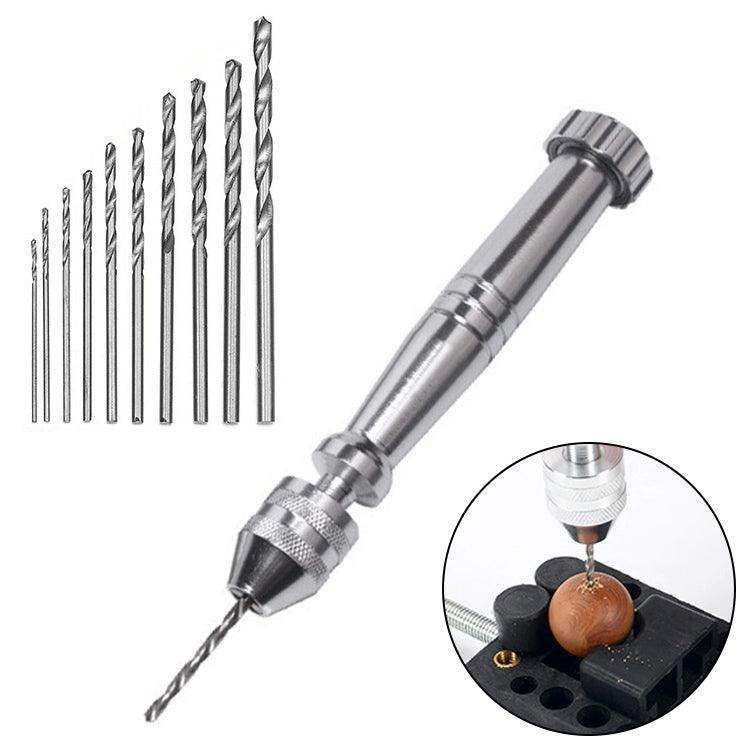 Versatile Aluminum Alloy Handheld Twist Drill and Punch Tool Hand Twist Drill + 10 Drills