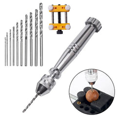 Versatile Aluminum Alloy Handheld Twist Drill and Punch Tool Hand Twist Drill + Holder + 10 Drills