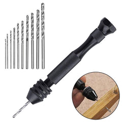 Versatile Aluminum Alloy Handheld Twist Drill and Punch Tool Black Hand Twist Drill bit + 10 Drills