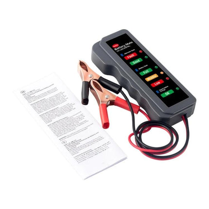 Handy Tool for Checking Car Battery During Daily Maintenance - compact battery tester with clamps and LED charge indicator for pre-drive checks