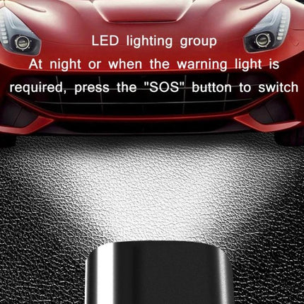 Air Pump for Daily Inflation of Tires and Inflatables with LED warning light shown projecting beam toward car grill