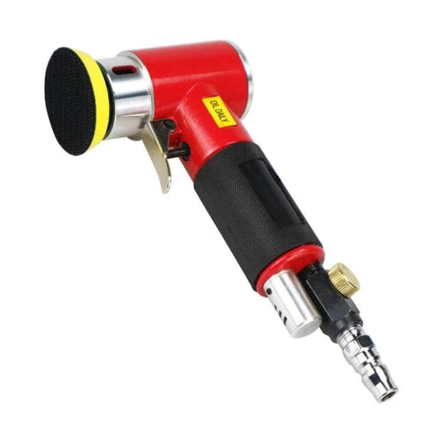 Versatile Pneumatic Polisher for Auto Detailing with Multiple Pad Sizes in red, compact lightweight air polisher with multiple pad attachments