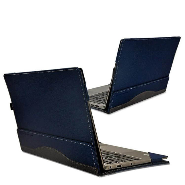 Anti-Drop Protective Case for Lenovo XiaoXin Air 13 in navy PU leather and microfiber showing back and side views, anti-scratch and drop protection