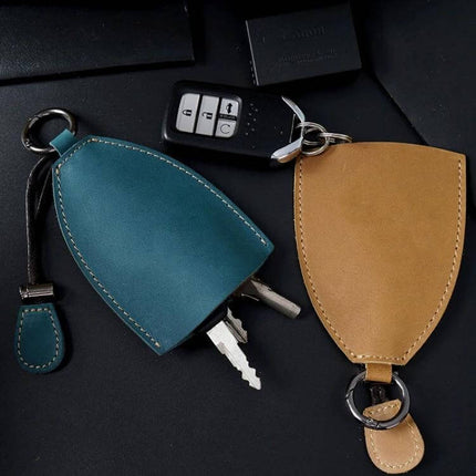 Vintage Handmade Leather Car Key Case Olive Green For Car Keys - compact olive green cowhide key case with natural grain and matte finish