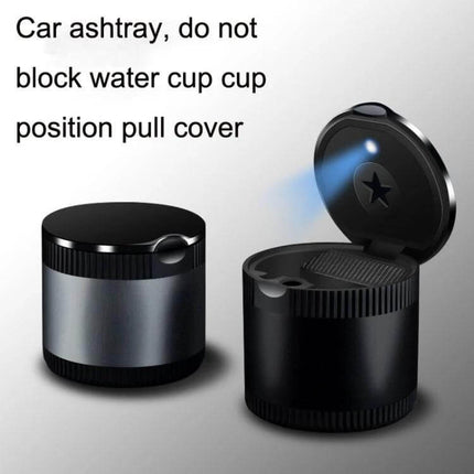 Car Ashtray With LED Ambient Light For Clean In Car Use - compact sealed car ashtray with automatic lid and blue LED for night visibility