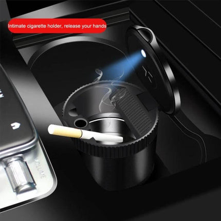 Car Ashtray With LED Ambient Light For Clean In Car Use - sealed in‑car ashtray with automatic LED lid for low‑smoke disposal
