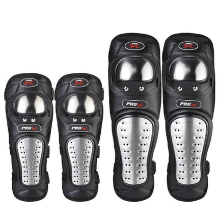Pro Biker Protective Gear For Motorcycle Riding Stainless Steel Shell knee and shin guards set with stainless steel shell and EVA padding