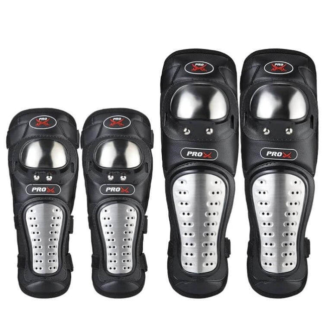 Pro Biker Protective Gear For Motorcycle Riding Stainless Steel Shell knee and shin guards set with stainless steel shell and EVA padding