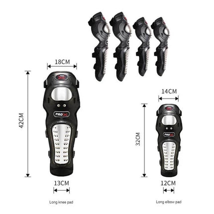 Pro Biker Protective Gear For Motorcycle Riding Stainless Steel Shell knee and elbow pads with stainless steel shell and EVA foam padding