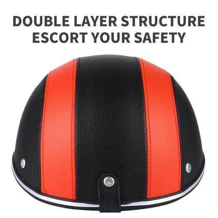 Lightweight Summer Half Helmet For Cycling Black Unisex - black helmet with red racing stripes, double layer structure for breathable summer protection
