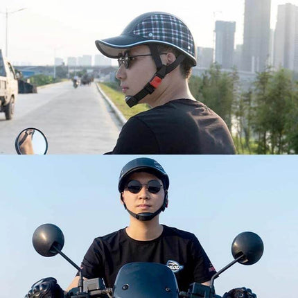Lightweight Summer Half Helmet For Cycling Black Unisex worn by rider on city road and scooter, breathable vented ABS shell for summer cycling and skating