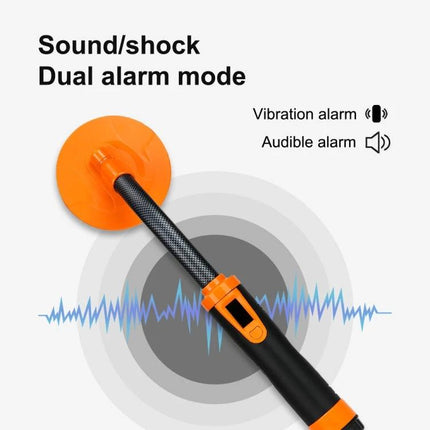 Waterproof Handheld Metal Detector for Outdoor Treasure Hunting - orange probe with vibration and audible dual alarm mode
