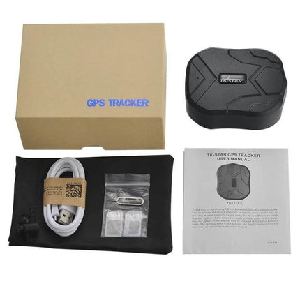 4G GPS Tracker for Real-Time Vehicle Location Monitoring - magnetic black tracker with USB cable, SIM adapters, user manual and retail box