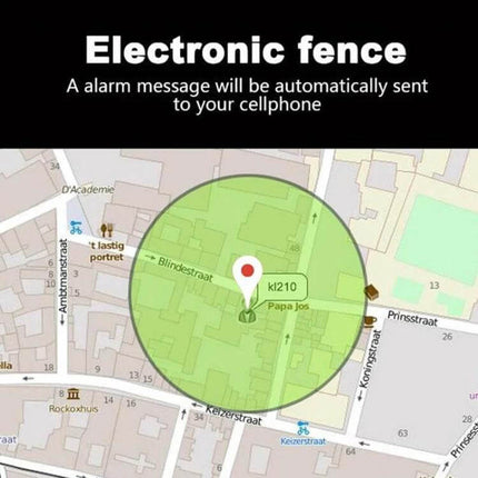 Reliable GPS Tracker for Vehicle Location and Security Monitoring showing electronic fence geofence alert on city map with pinpoint and notification