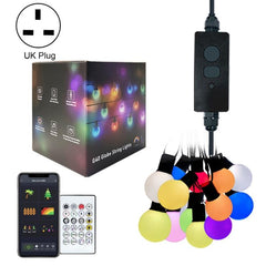 Guirnalda de luces RGB inteligentes con Bluetooth y bombilla G40 para decoración de exteriores. Especificaciones: