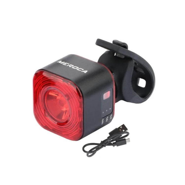 MEROCA XC02 Light Sensitive Taillight For Daily Rides compact red rear bike light with USB charging and mount