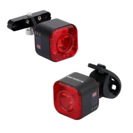 MEROCA XC02 Light Sensitive Taillight For Daily Rides - compact red rear bike light with 100 lumens, 500mAh battery and weather‑resistant aluminum finish