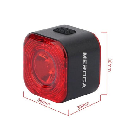 MEROCA XC02 Light Sensitive Taillight For Daily Rides compact red rear bike light with 100 lumens, 500mAh battery, aluminum frosted finish