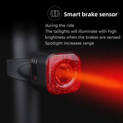 MEROCA XC02 Light Sensitive Taillight For Daily Rides compact red rear bike light with smart brake sensor and bright spotlight beam