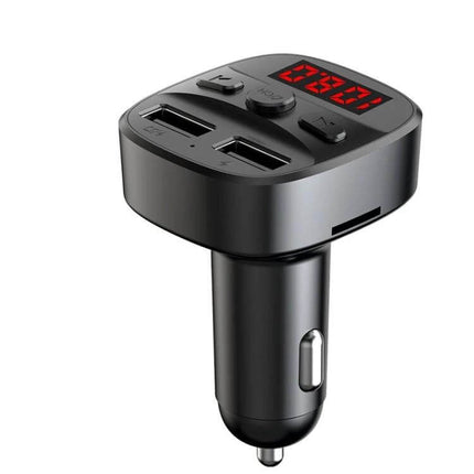Car MP3 Bluetooth Player Charger With Blue Ambient Light compact car transmitter with dual USB ports, digital display and Bluetooth hands-free calling