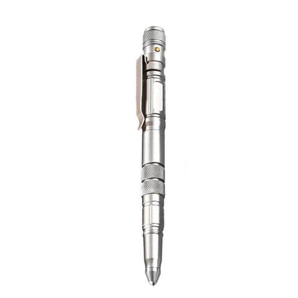 Multi-Functional Self-Defense Pen with LED and Window Breaker in stainless tungsten steel with clip, LED light, and window-breaking tip