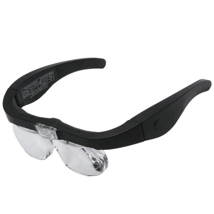 Rechargeable LED Magnifying Glasses for Detailed Viewing Options - black rechargeable magnifier glasses with adjustable 1.5X-5X lenses and built-in LED lights