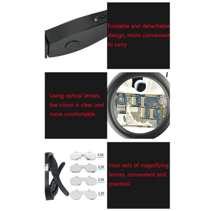 Rechargeable LED Magnifying Glasses for Detailed Viewing Options with foldable design, 1.5X–5X interchangeable lenses and built‑in LED light