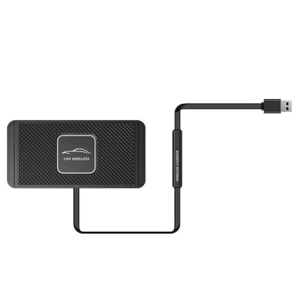 Car Wireless Charging Pad Anti-Slip For Dashboard Everyday Use - black Qi charging pad with silicone anti-slip base and USB cable