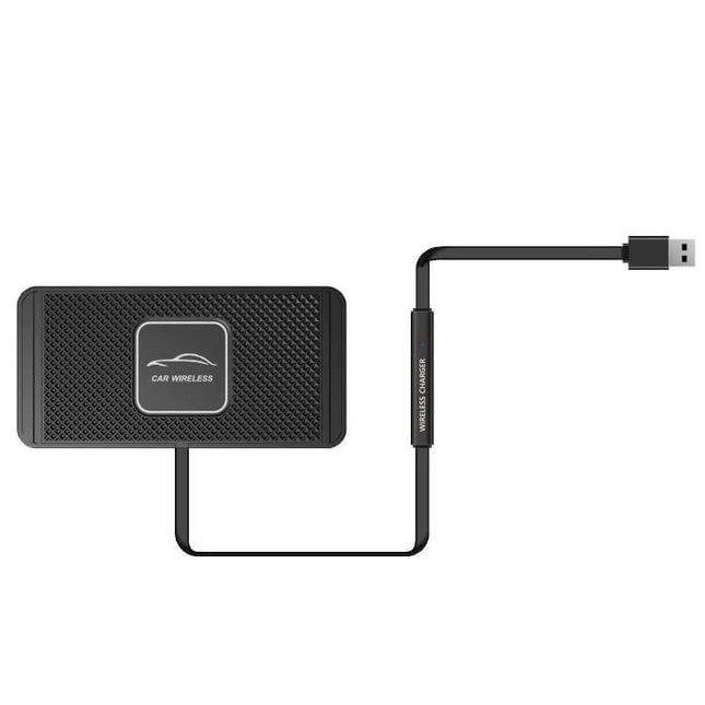 Car Wireless Charging Pad Anti-Slip For Dashboard Everyday Use - black Qi charging pad with silicone anti-slip base and USB cable