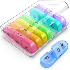 Weekly Rainbow Pill Organizer with 21 Compartments