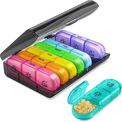 Weekly Rainbow Pill Organizer with 21 Compartments