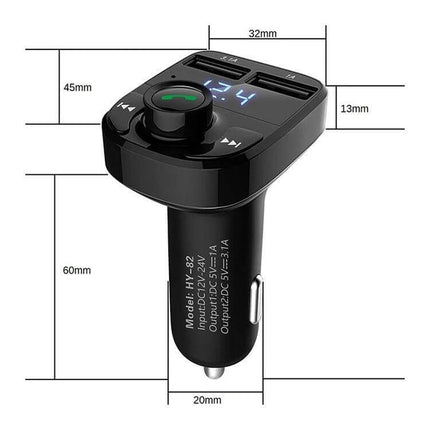 Car MP3 Bluetooth Receiver With Dual USB Car Charger compact FM transmitter with dual USB ports and LED display for streaming and charging