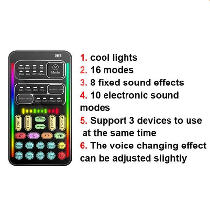 Voice Changer For Everyday Streaming And Gaming Fun - compact remote with 16 modes, 8 sound effects, 10 electronic modes and cool lights