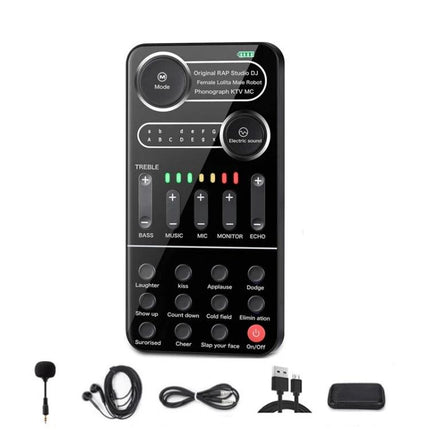 Voice Changer For Everyday Streaming And Gaming Fun - compact USB voice changer with multiple knobs, sliders, microphone and accessories for live streaming