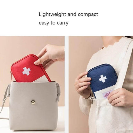Travel Home Portable Medical Bag Red For Everyday First Aid - compact red first aid kit with white cross, fits in handbag or tote