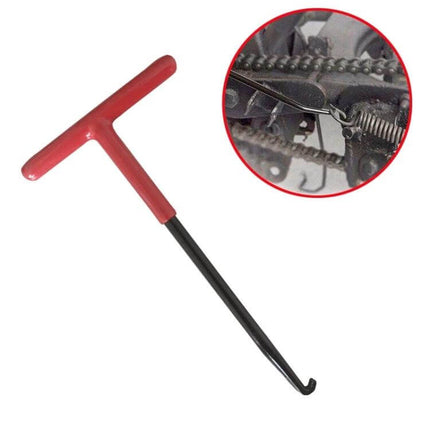 3-Piece Motorcycle Exhaust Pipe Spring Tool For Easy Removal steel T-handle spring puller shown with exhaust spring removal