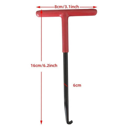 3-Piece Motorcycle Exhaust Pipe Spring Tool For Easy Removal steel T-handle hook tool 16cm long, red grip for exhaust and brake spring removal