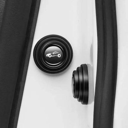 Silicone Car Door Protection Shock Pad for Everyday Collision Guard on white car door showing black circular silicone pads reducing dings and noise