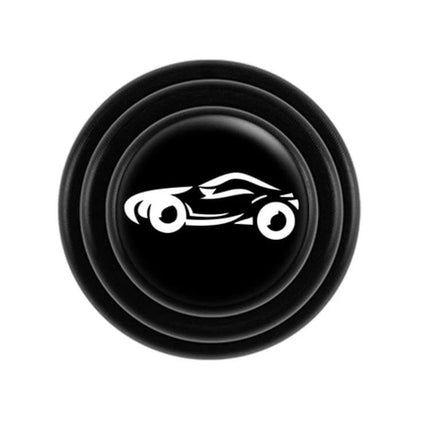 Silicone Car Door Protection Shock Pad for Everyday Collision Guard black round silicone pad with car icon, three-layer shock-absorbing door guard