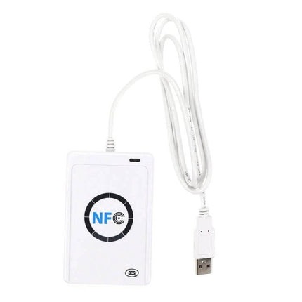 Portable USB-Powered Contactless NFC Card Reader for RFID Access white USB NFC reader for office access control and developer prototyping