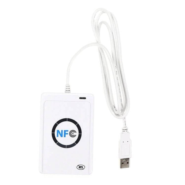 Portable USB-Powered Contactless NFC Card Reader for RFID Access white USB NFC reader for office access control and developer prototyping